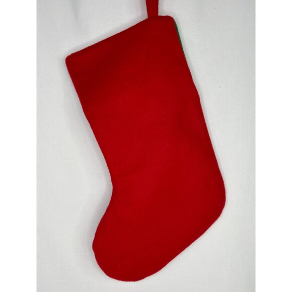 Christmas Holiday Train Embroidered Red & Green Felt Stocking 17" - Picture 4 of 6
